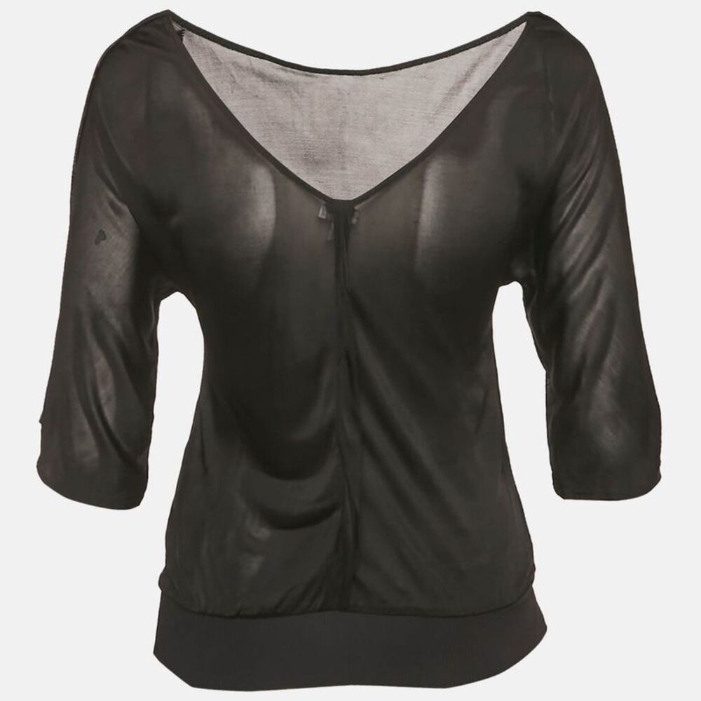 Versace Jeans Couture Black Jersey V-Neck Top S